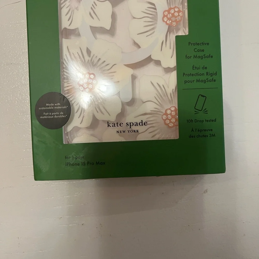 Kate Spade New Protective Case For MagSafe iPhone 15 Pro Max Clear Floral